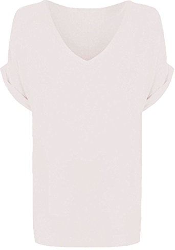 T-Shirt da Donna Oversize con Scollo a V, da Donna, Taglia Forte, Taglie Forti, Taglie Forti, Taglia 8-24 (ML (EU 40-42), Cream)