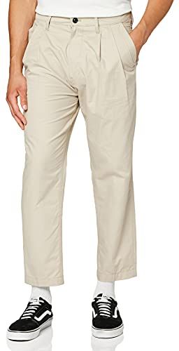 Bronson Pleated Relaxed Tapered Chino Pantaloni, Beige (Dk Brick 9405-1214), 31W / 32L Uomo