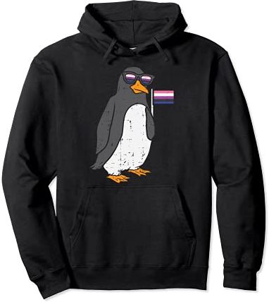 Penguin Animal LGBTQ Genderfluid Flag Non-Binary Men Women Felpa con Cappuccio