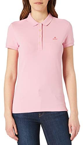 Contrast Collar SS Pique Polo, Rosa Marino, M Donna