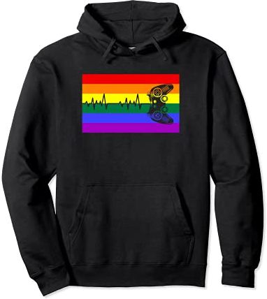 Cute Trendy Gamer Love LGBTQ Gay Pride Flag Stuff Queer Art Felpa con Cappuccio