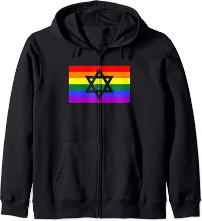 Jewish Star of David LGBTQ Gay Pride Flag Stuff Queer Stuff Felpa con Cappuccio