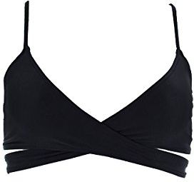 Wrap Front Bralette Bikini, Nero (Black), 42 Donna