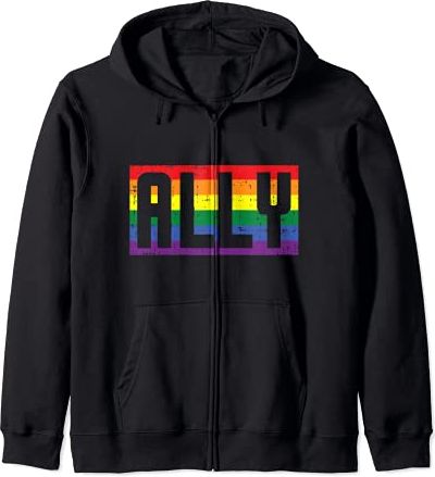 Ally Rainbow Flag Gay Pride Flag LGBTQ Support Men Women Felpa con Cappuccio