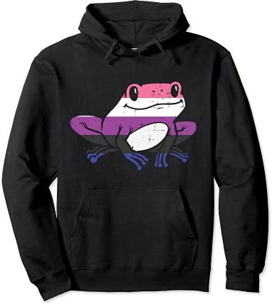 Frog Animal LGBTQ Genderfluid Flag Non-Binary Men Women Felpa con Cappuccio