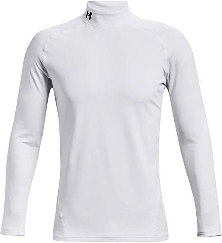 CG Armour Fitted Mock Maglia, White/Black, L Uomo