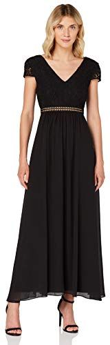 Maxi Dress A-Line in Chiffon Donna, Nero (Black), 46, Label: L
