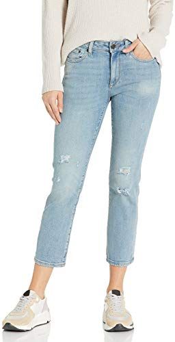Mid-Rise Crop Straight Jeans, Vintage Destructed, 26