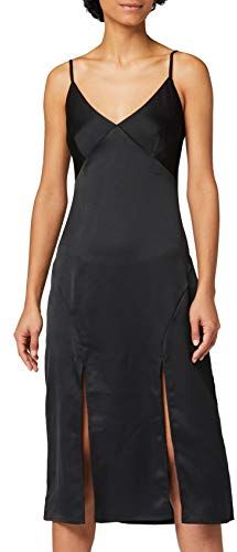 Marchio Amazon - Truth & Fable Vestito Midi Modello Cami Donna, Nero (BLACK BLACK), 52, Label: 3XL