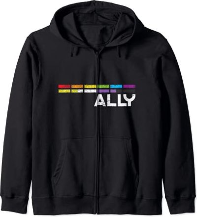 Proud Ally Bars Equality LGBTQ Non-Binary Flag Genderqueer Felpa con Cappuccio