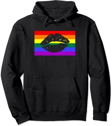 Cute Sexy Kiss Lips LGBTQ Gay Pride Flag Stuff Queer Love Felpa con Cappuccio