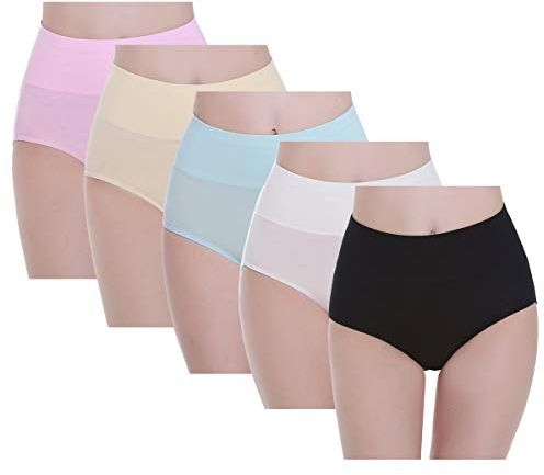 Mutande Donna Cotone Vita Alta Pacco da 5 Elastiche Pantaloncini Post Parto(Multicolore02,L)