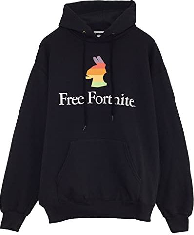 Free Fortnite Rainbow Llama Men's Pullover Hoodie Black Felpa con Cappuccio, XXL Uomo