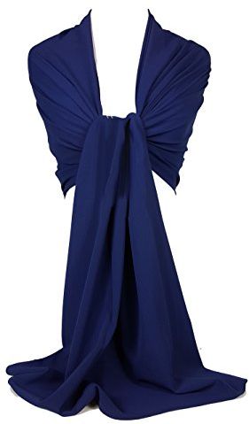 Scialle elegante, in tessuto georgette, ideale per damigella o come Hijab HBGS-02 - Navy Large