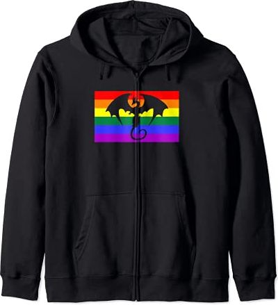 Trendy Medieval Dragon LGBTQ Gay Pride Flag Stuff Queer Teen Felpa con Cappuccio