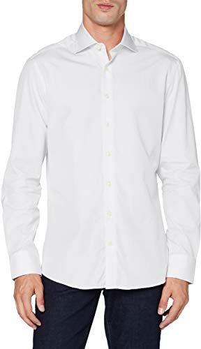 Hackett Poplin Slim BC Camicia Formale, Bianco (800WHITE 800), 43 (Taglia Produttore: 167) Uomo