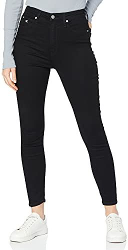 High Rise Super Skinny Ankle Jeans, Denim Nero, 33W Short Donna