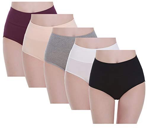 Mutande Donna Cotone Vita Alta Pacco da 5 Elastiche Pantaloncini Post Parto(Multicolore,2XL)