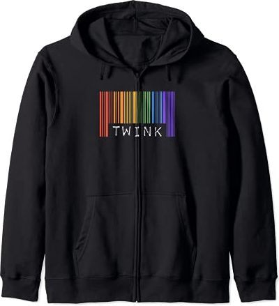 Gay Barcode Twink Funny Trendy Rainbow Pride Flag Parade Felpa con Cappuccio