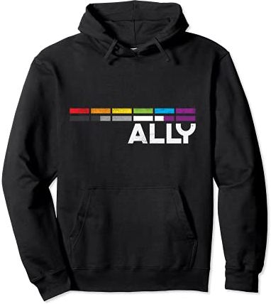 Proud Ally Bars Equality LGBTQ Asexual Flag Ace Pride Ally Felpa con Cappuccio