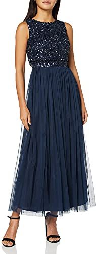 Navy Embellished Midaxi Dress Vestito per Damigella donore, Marina Militare, 50 più Donna