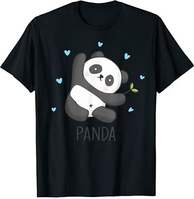 Simpatico panda dipinto a mano con amore blu Maglietta