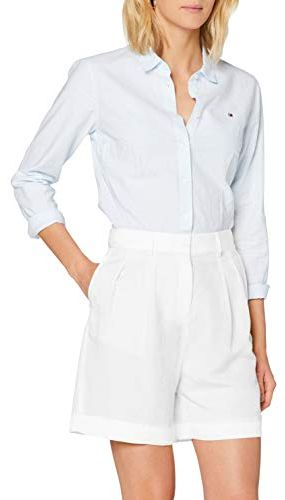 Linen Tencel Short Jeans Slim, Bianco (White Ybr), 3 (Taglia Unica: 34) Donna