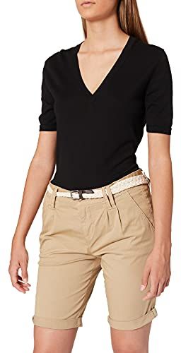 Sommer Damen Chino Bermuda mit Gürtel Pantaloncini, Beige Naturale, M Donna