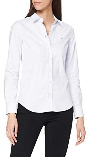 Stretch Oxford-Solid Shirt Camicia, Bianco (White 110), 50 (Taglia Produttore: 44) Donna