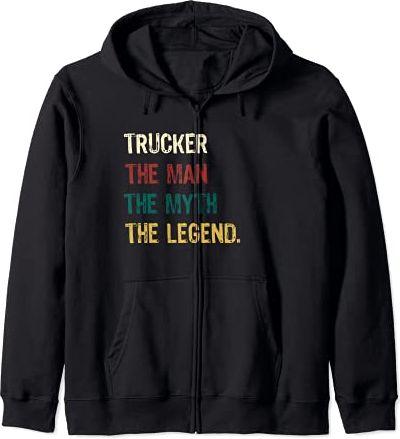 Camionista L'uomo Il mito La leggenda Trucker Felpa con Cappuccio