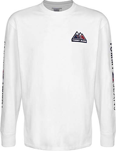 Tommy Jeans Tjm USA Mountain Logo Tee Maglietta a Maniche Lunghe, Bianco (White Ya2), S Uomo