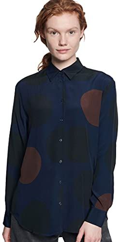 Hemdbluse Langarm Modern Fit gemustert-100% Viskose Camicia da Donna, Multicolore (Blu 18), Taglia Produttore: 42