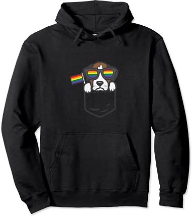 Boxer Pocket Dog LGBTQ Rainbow Flag Gay Pride Ally Men Women Felpa con Cappuccio