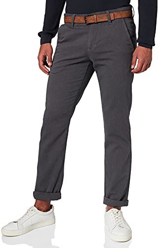 1016072 Pantaloni Chino Dritti, 21440-Design Nero Bicolore, 30W x 30L Uomo