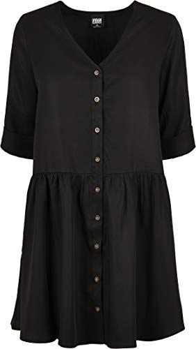 Ladies Babydoll Shirt Dress Vestito, Nero, L Donna