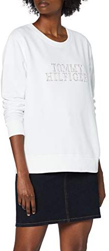 Christa Relaxed C-nk Sweatshirt Maglione, Bianco (White), S Donna