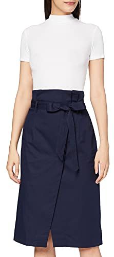 Marchio Amazon - MERAKI Gonna Midi in Cotone Donna, Blu (Navy), 48, Label: XL