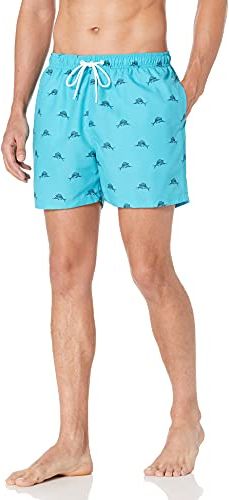 4.5" Inseam Tropical Hawaiian Print Swim Trunk Fashion Trunks, Blue/Navy Sailfish, US (EU XL-XXL)