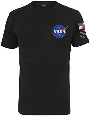 Nasa Insignia Logo Flag, Maglietta a Maniche Corte Uomo, Nero (Black), L