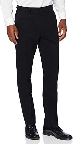 Marchio Amazon - find. Pantaloni Eleganti Slim in Cotone Uomo, Nero (Black), 40W / 32L, Label: 40W / 32L