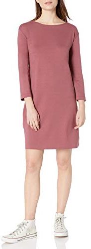 Cotone Interlock Abito A Maniche Corte Dresses, Rosa Scura, L