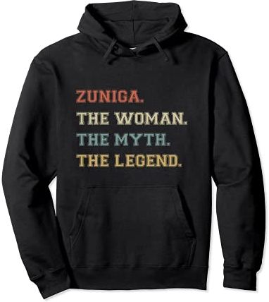 Zuniga The Woman Mito Leggenda Divertente Varsity Nome Personalizzato Felpa con Cappuccio
