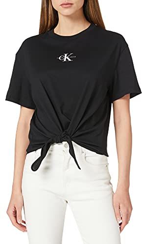 Jeans Knotted Tee T-Shirt, CK Black, Medium Donna