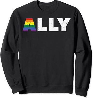 Proud Ally Rainbow Colors Gay Pride LGBTQ Men Women Kids Felpa