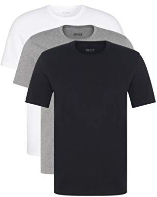 T- Shirt Col Rond Maglietta Regular Fit Uomo, Pacco da 3 Pezzi, Multicolore (White/ Grey/ Black), Large