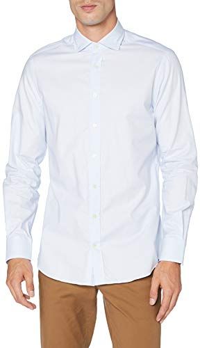 Ox Ticking ENG STR Camicia, 8 Amwhite/Sky, X-Large Uomo