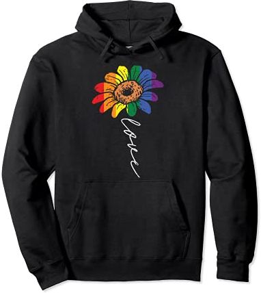 Love Sunflower Floral LGBTQ Rainbow Flag Gay Pride Ally Felpa con Cappuccio