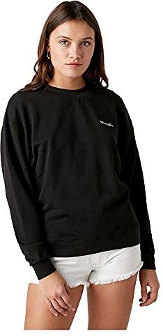 Retro Sweat Maglia di Tuta, Nero delavé, XL Donna