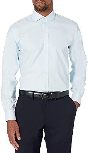 Slim Fit Cutaway Collar Pattern Camicia, Blu (Aqua/Blue Houndstooth), 14.5" Neck 32" Sleeve