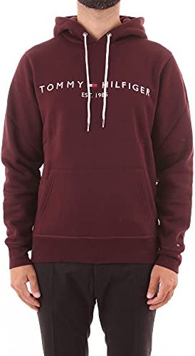 Tommy Logo Hoody Felpa, Rosso (Deep Burgundy), S Uomo